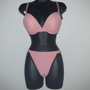 Youmita 36C Mauveglow Push Up Bra and Large Seamless Hi-Leg Panty NWT